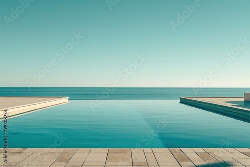 Panoramic view of swimming pool outdoors horizon nature. © Rawpixel.com