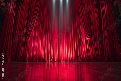 Broadway theater stage red curtains Show Spotlight