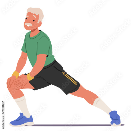 Elder Man Stretching Legs, Depicts A Commitment To A Healthy Lifestyle, Promoting Flexibility, Mobility, And Wellbeing