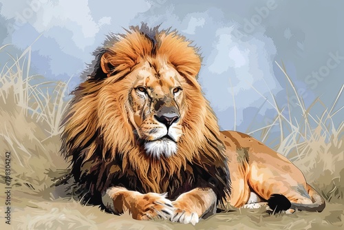 Vector Majesty  Powerful Stylized Lion Art Illustration