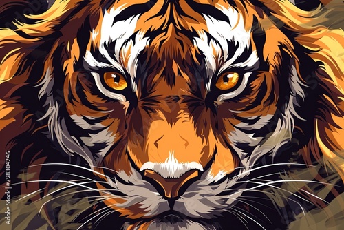 Wildcat Majesty  Stylized Lion and Tiger Mascot Illustration