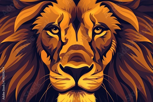 Predator Pride  Stylized Lion Face Mascot Logo Among Vector Wildlife Elements