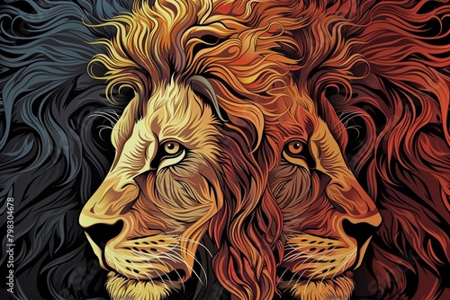 Tattoo Art Vector: Bold Lion Head Majesty Capture