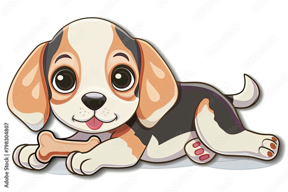 Cartoon Beagle Puppy with Bone: Funny Vector Art Illustration for Children featuring Cute Dog Character Cartoon Beagle Puppy with Bone: Funny Vector Art Illustration for Children featuring Cute Dog Character