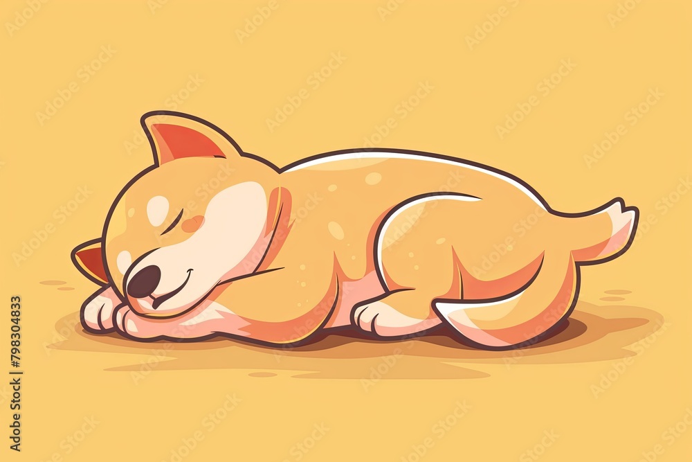 Cute Cartoon Sleeping Dog Logo - Premium Isolated Vector Illustration
