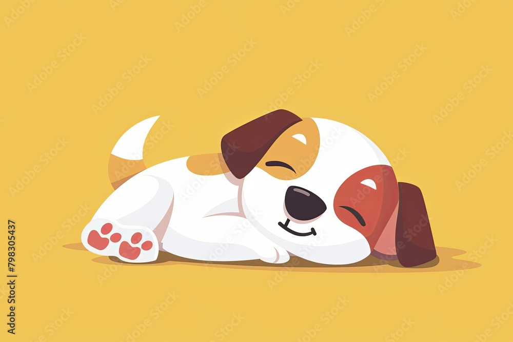 Adorable Funny Sleeping Dog Vector - Cartoon Animal Nature Icon Illustration for Kids
