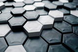Black and white hexagons background. 3d background.