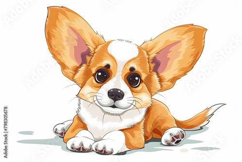 Adorable Vector Cartoon Puppy with Large Ears - Kids' Joyful Isolated Clipart