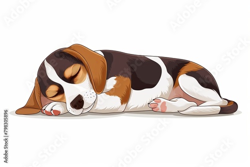 Cute Sleeping Beagle: Premium Vector Cartoon Illustration for Kids with Love, Fun & Charm photo