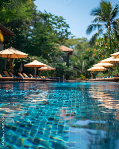swimming pool on tropical island © Spyrydon