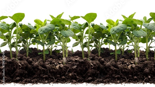 Crops growing on white background