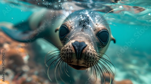 Curious sea lion underwater looking at camera  © Ziyan