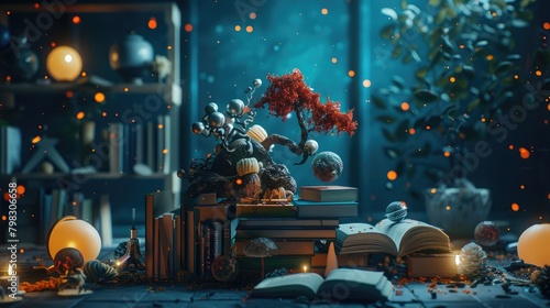 A whimsical and surreal still life, featuring unexpected objects and dreamlike lighting,  photo