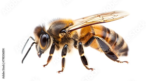 detail of bee or honey bee in Latin Apis Mellifera,on white © Ziyan