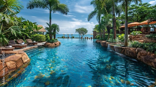 swimming pool on tropical island
