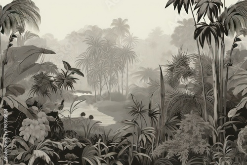 Jungle in black and grey land vegetation landscape. © Rawpixel.com