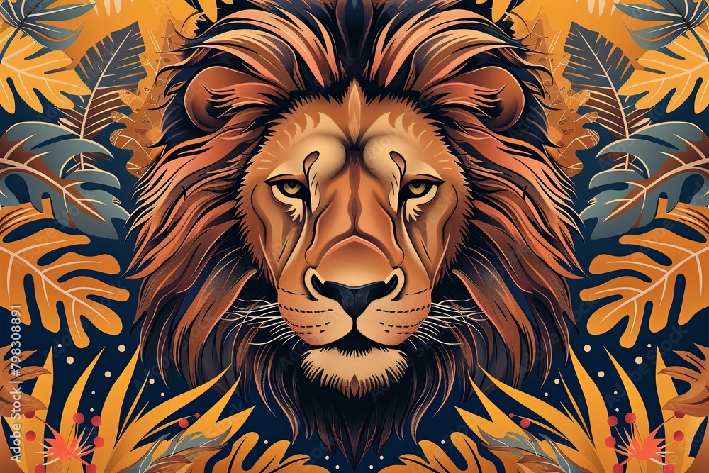 Wild Spirit: Bold Lion Head Tattoo Vector Illustration