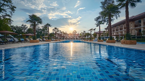 outdoor pool at the hotel in summer photo