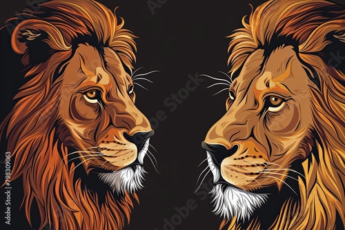 Vector King  Stylized Illustration of Powerful Lion Mascot  Predator Theme in Art