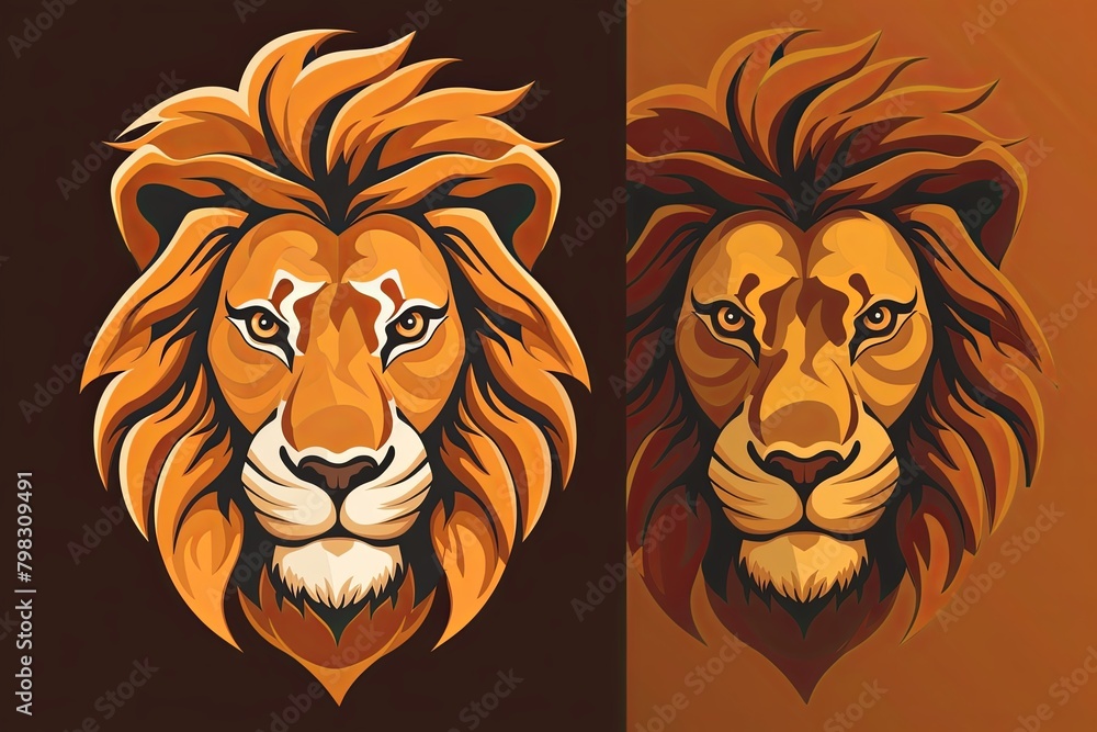 Wild King Lion Mascot Logo: Stylized Vector Illustration