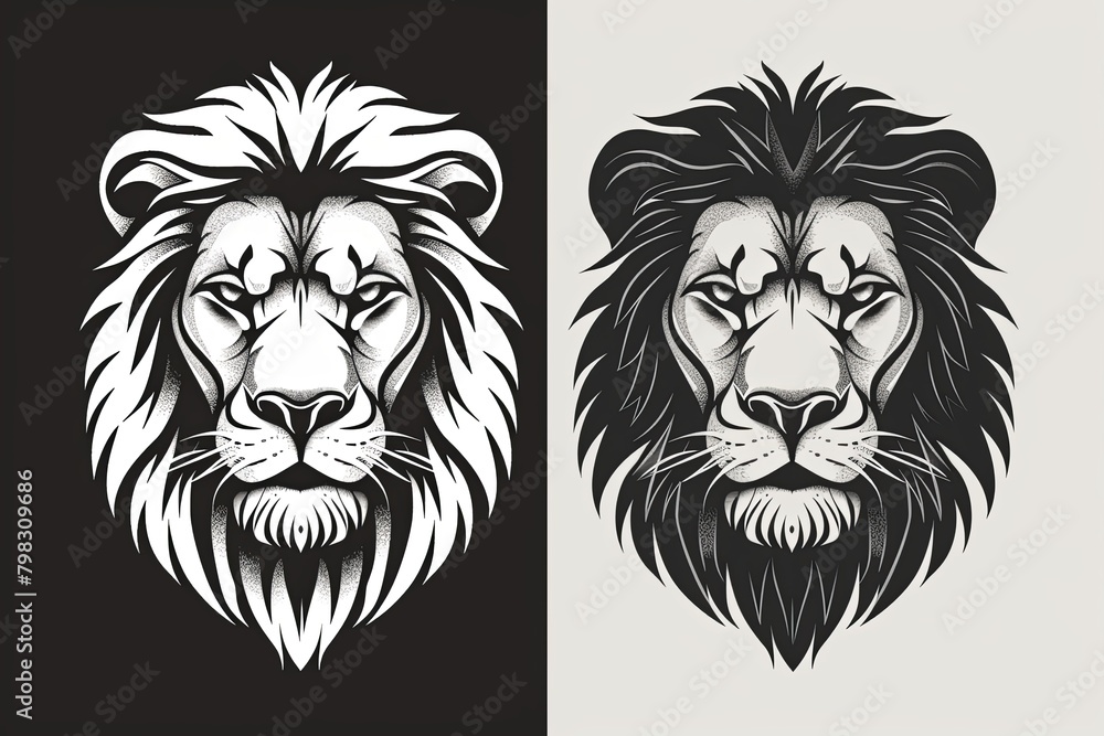 Lion Power: Monochrome Predator Essence Feline Face Logo Vector Art Lion Power: Monochrome Predator Essence Feline Face Logo Vector Art