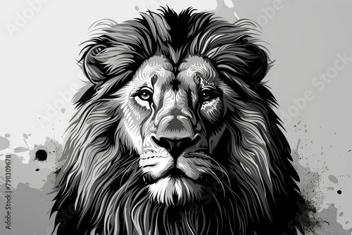 King of Monochrome  Stylized Lion Power Vector Illustration