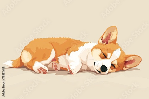 Tranquil Pet Art: Serene Sleeping Dog Vector - Cute Animal Illustration