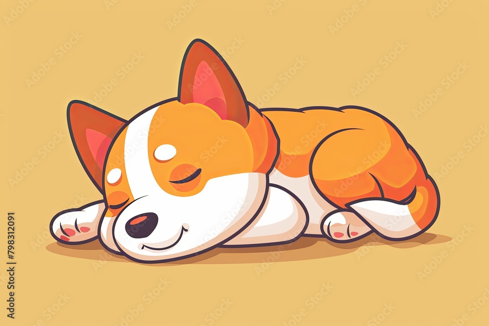 Cute Sleeping Dog in Animal Nature Icon Concept - Vector Cartoon for Children Cute Sleeping Dog in Animal Nature Icon Concept - Vector Cartoon for Children