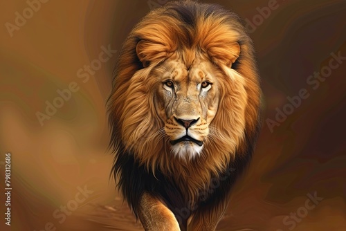 Sovereign Majesty  Digital Vector Art of the Powerful Lion Stance