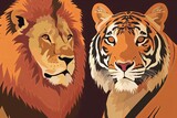 Predatory Felines Majesty: Strength and Grace in Lion and Tiger Vector Art