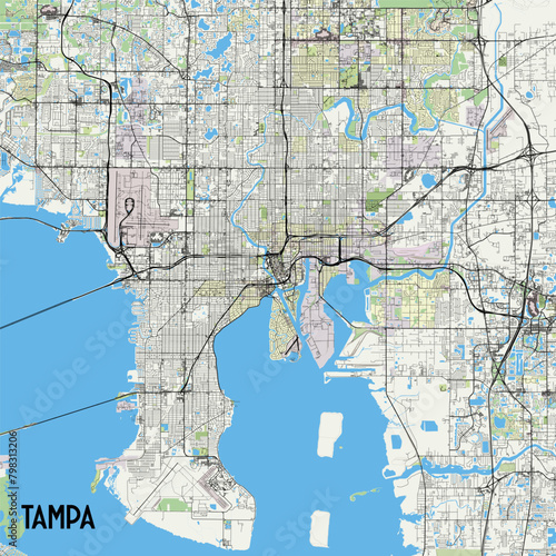 Tampa, Florida, USA map poster art