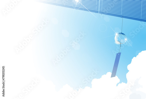 すだれと風鈴と夏の空