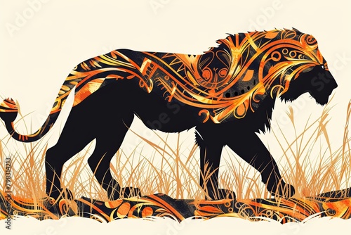 Wildlife Predator Lion Silhouette Tattoo Vector - Power of the Beast