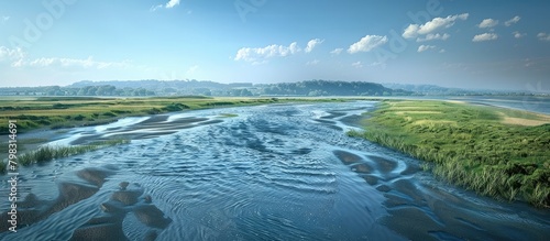 Tranquil Estuary A D Rendered of Saltwater Marsh Ecosystem photo