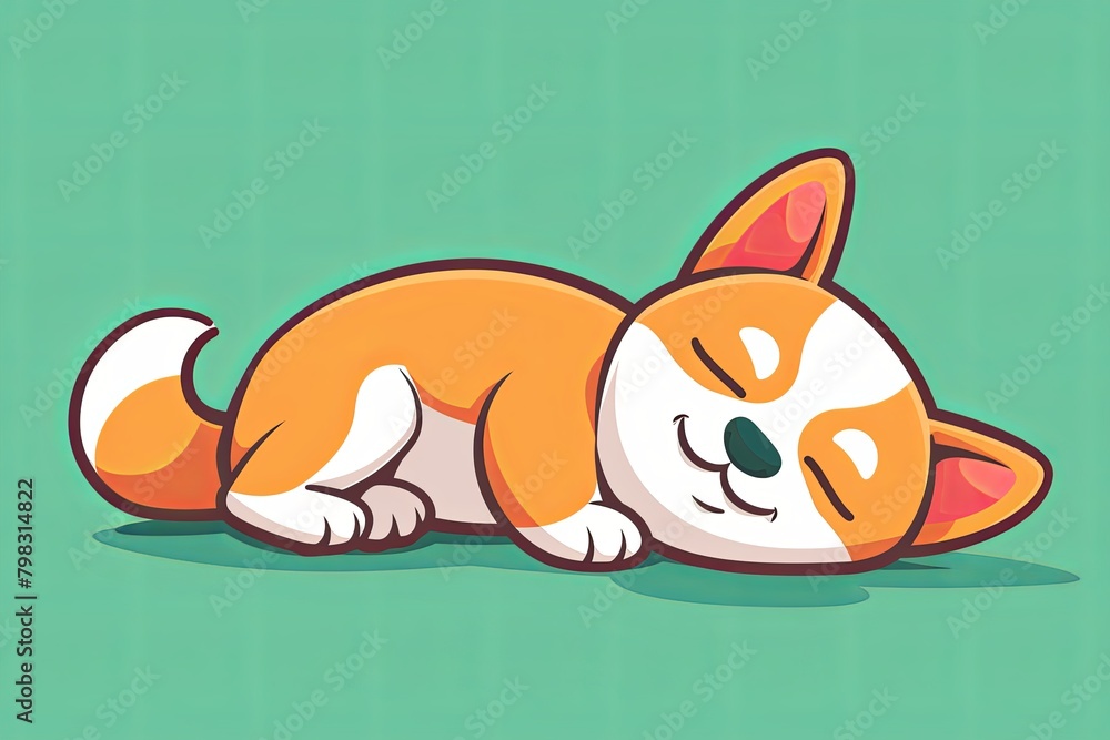 Fototapeta premium Sleeping Dog Cartoon Icon - Vector Illustration for Children's Fun