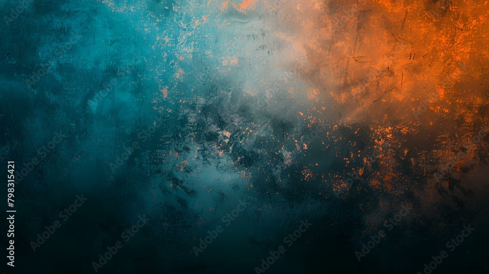 Fototapeta premium Blue and orange grunge background with space for text or image.