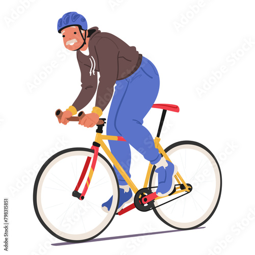 Elderly Man Pedals His Bike, Embodying A Healthy Lifestyle Through Exercise And Mobility, Active Aged Cyclist Character