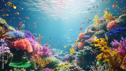 Vibrant D Rendering Showcasing a Dynamic Marine Biodiversity Ecosystem © Sittichok