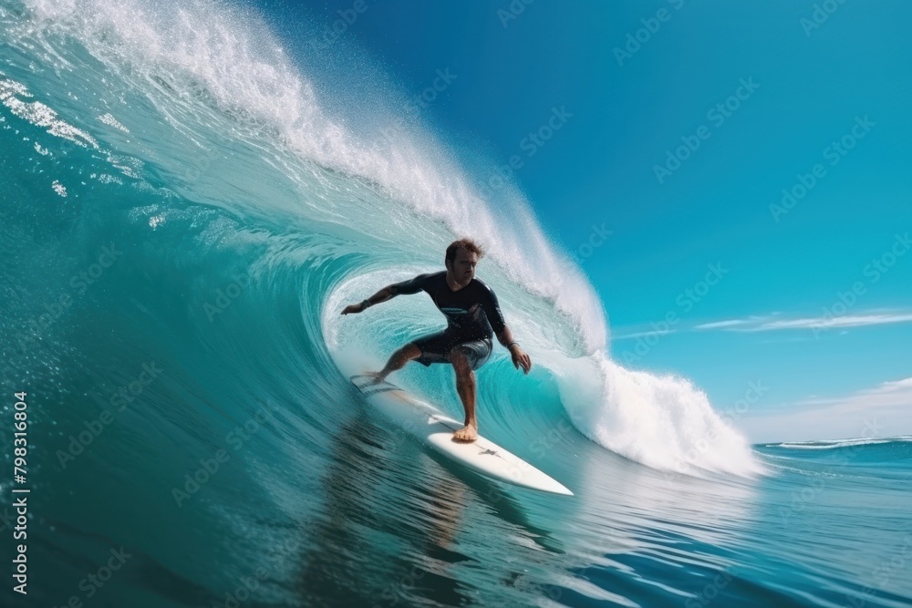 Man surfer surfing sea recreation surfboard. Man surfer surfing sea recreation surfboard.