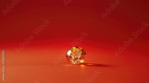 one gold brilliant on red background minimalistic ultra high resolution photography