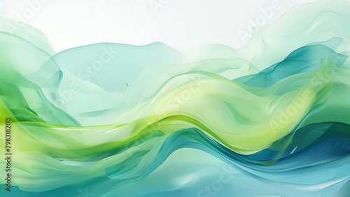 Vibrant Green Layers Standing Out Against Clean White Background: Minimalist Nature Concept