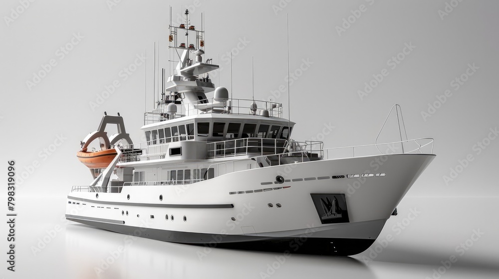 Scientific Voyage A D Rendered Research Vessel Navigating the Open Ocean