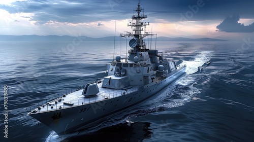 D Rendered Naval Vessel A Study in Maritime Engineering and Power © Sittichok