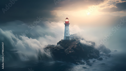 lighthouse in ocean