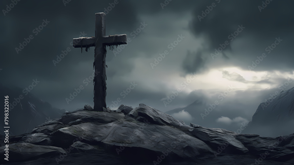 The cross stands on top of the rock The cross stands on top of the rock