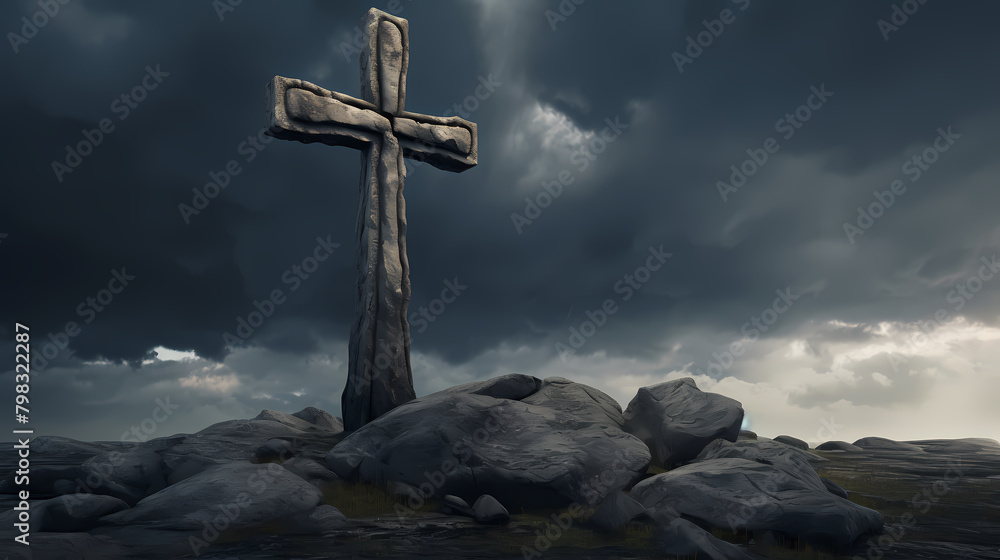 The cross stands on top of the rock The cross stands on top of the rock