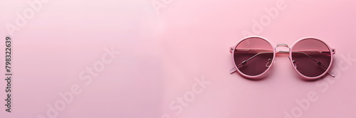 Sunglasses web banner. Sunglasses isolated on pink background with copy space.