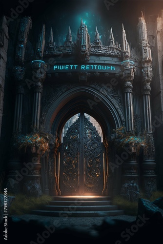 Castle door in fantasy world