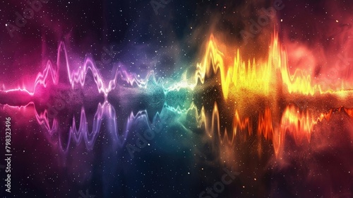 sound waves explosion, bright colors, backlight photo