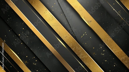 Gilded Harmony: Abstract Design with Gold and Black Stripes